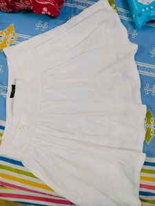 White Flared Skirt With Attached Shorts