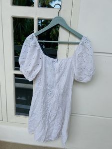 White Puff Sleeve Dress