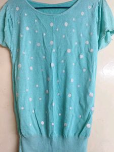 Mint Green Polka Dot Top - Size Medium