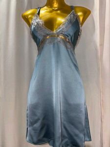 Silky Blue Lace Lingerie Dress