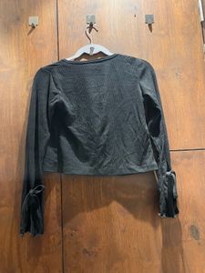 Zudio Black Ribbed Twin Tie-Up Shrug &amp; Tube Top Se