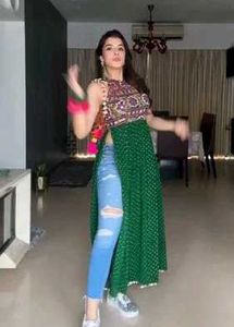 Party Wear Printed Navratri Green
