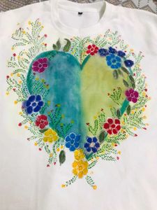 Hand Painted Floral Heart Graphic Tee