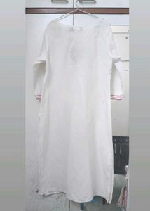 Nelyarrn White Pure Khadi Cotton A Line Kurta