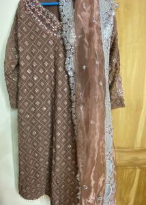 Mauve - Embroidered Kurta Set (kurta + dupatta )