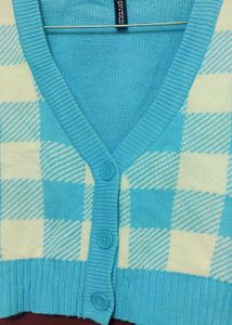 H&amp;M Brand Blue Checkered Cardigan