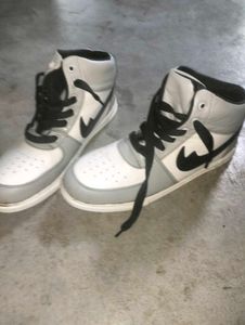 High Jordan Style Shoes Grey White