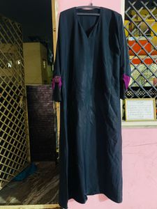 Black Abaya with Purple Detail