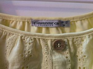 Yellow Eyelet Button-Down Top