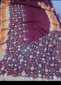 jaypuri जॉर्जेट saree with Mirror work. + blouse