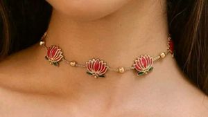 Manju Warrier Inspired Lotus Necklace &amp; Earring