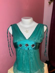 ⋆˚꩜｡ mermaidcore y2k top with gems ⋆˚꩜｡