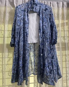 Blue Shirt Dress Paisley Print