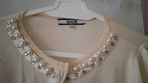Cute Pearl Embellished Cardigan