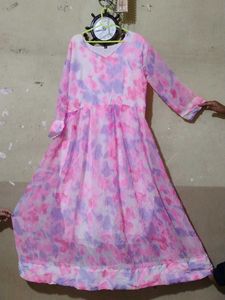 Pink Long Goun Frock Formal Daily Wear Can Carry