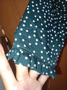 Dark Green Polka Dot Kurti