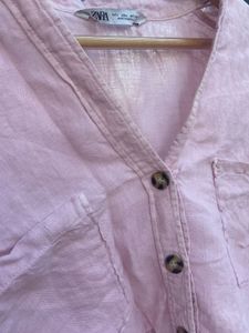 Zara Linen Crop Shirt