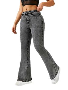 Flared Gray Denim Jeans