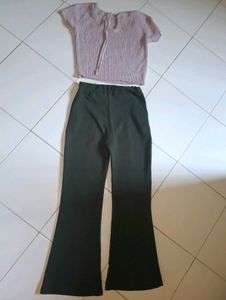 Ribbed Knit Top & Flare Pant Set