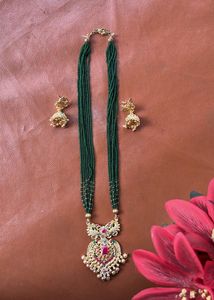 Elegant Green Beaded Necklace Set