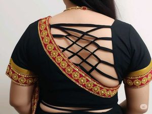 Black Saree Blouse with Strappy Back