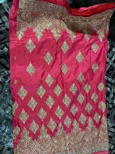 elegant pink ang gold saree