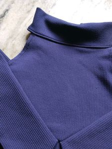 Stylish Blue Cut-Out Top