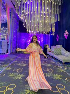 Elegant Striped Ethnic Gown