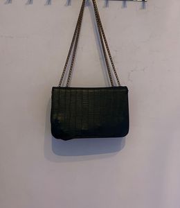 Black Crocodile Chain Bag