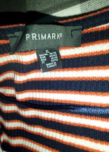 Orange , White And Black Strips Top