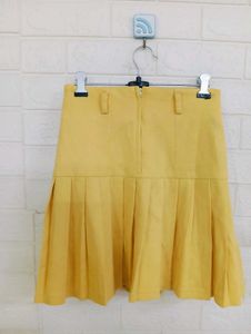 Pleated Yellow Mini Skirt