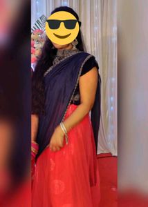 Pink with navy blue Ethnic lehenga