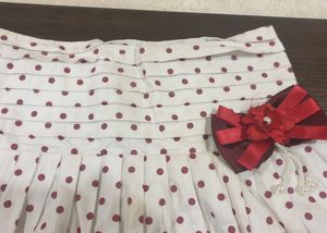 Polka dot short skirt with Maroon lace border