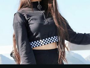 Full Sleeves Black Classy Crop Top