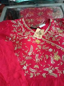 Red Embroidered Ethnic Gown Xl