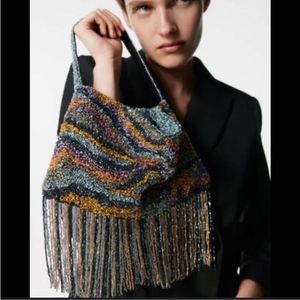 Zara Limited Edition Sequin Fringed Glam Bag
