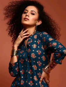 Beautiful navy Blue Asymmetric kurta
