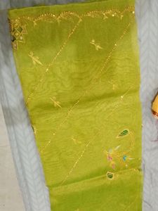 Lite Green Heavy Work Saree