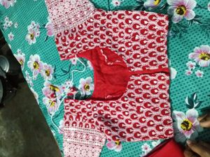 Red Embroidered Dress Material