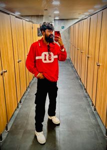 Red & White cotton hoodie