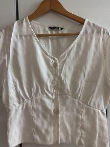 White Button-Down Crop Top