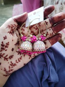 Pink Jhumka Earrings