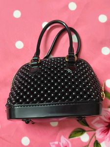 Black Beaded Mini Handbag