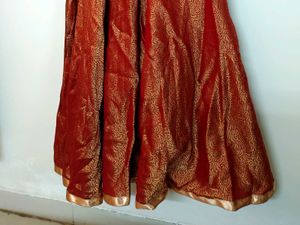 Golden &amp; Maroon Full Partywear Ethnic Gown (44&#34;)