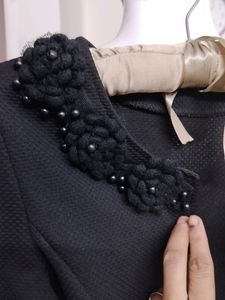 Black Crop Jacket With Embellished Neck Open Front