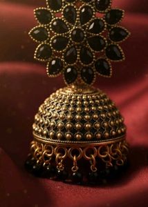 Black Stone Jhumka Earrings