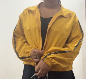 Strap Mini Black Dress Yellow Windbreaker Jacket