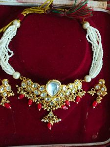 Copper And Kundan Jewellery Set