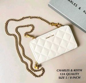 CHARLES &amp; KEITH QUILTED SLING WALLET WD CHAIN