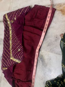 Designer Maroon Sequins Work Saree with Matching R